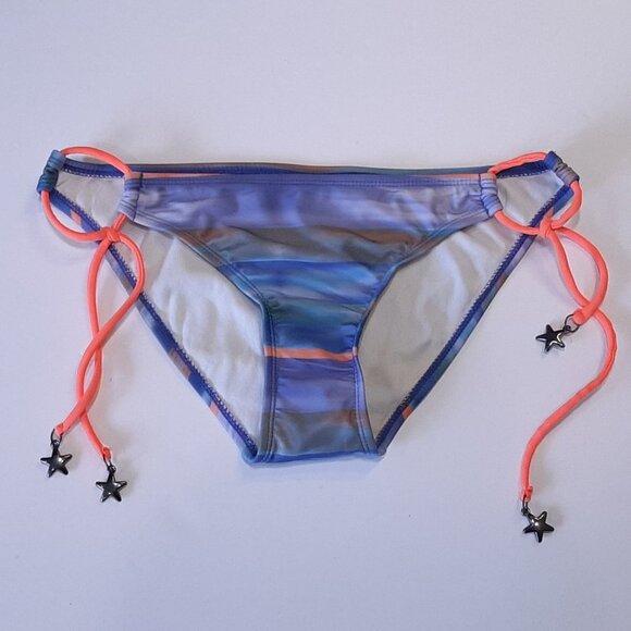 3/$20 NEW Mandarine & Co Tie Side Star Bikini Bottom Swimwear Watercolor Striped - Picture 4 of 11